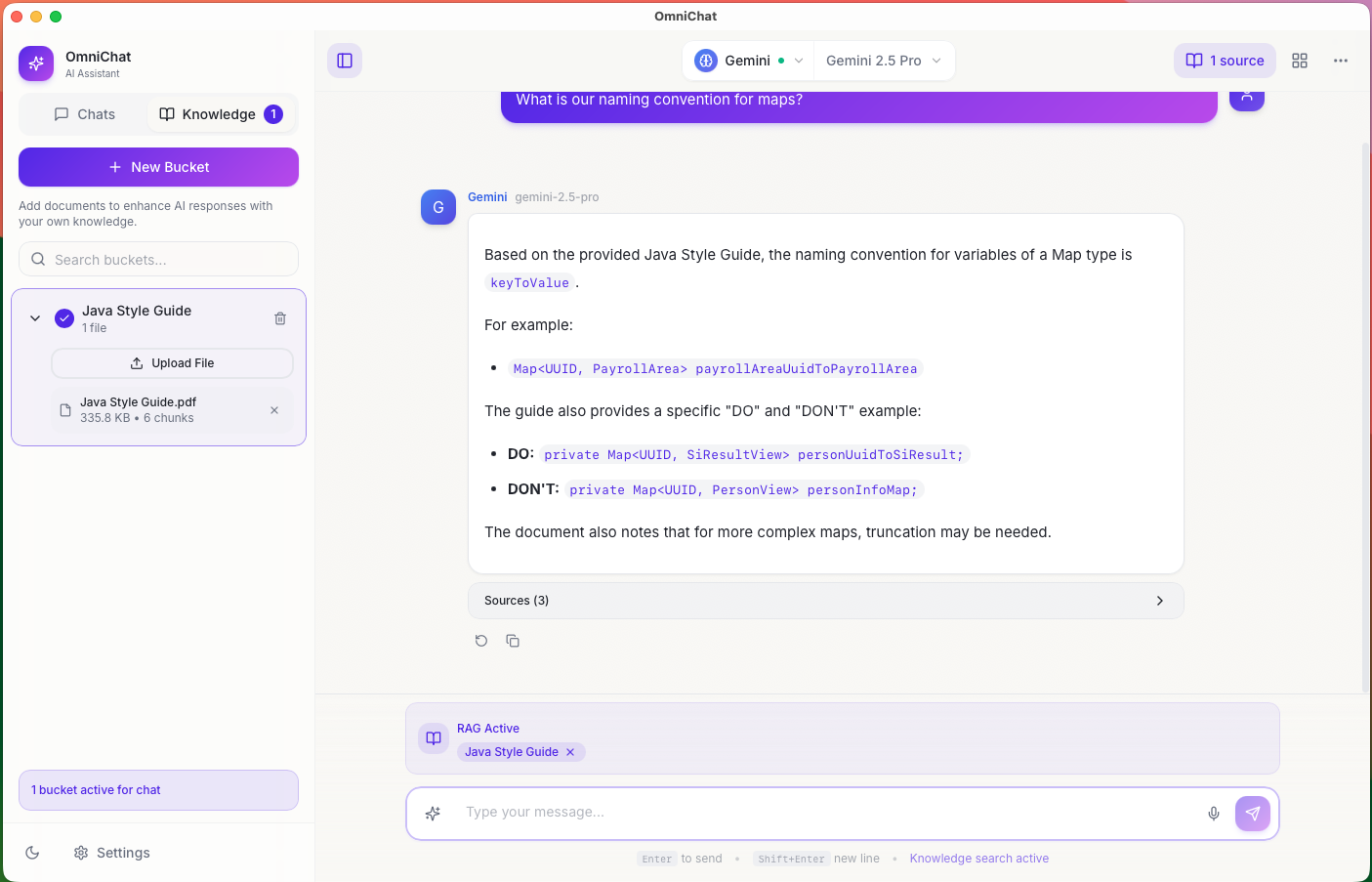 OmniChat model comparison view